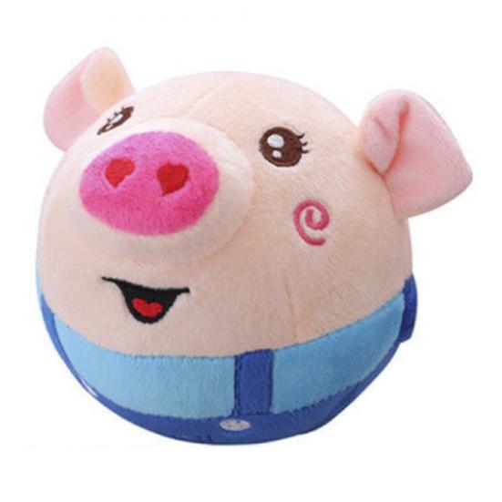Active Moving Pet Plush Toy Interactive Pet Bouncing Ball Washable Cartoon Squeaky Pig