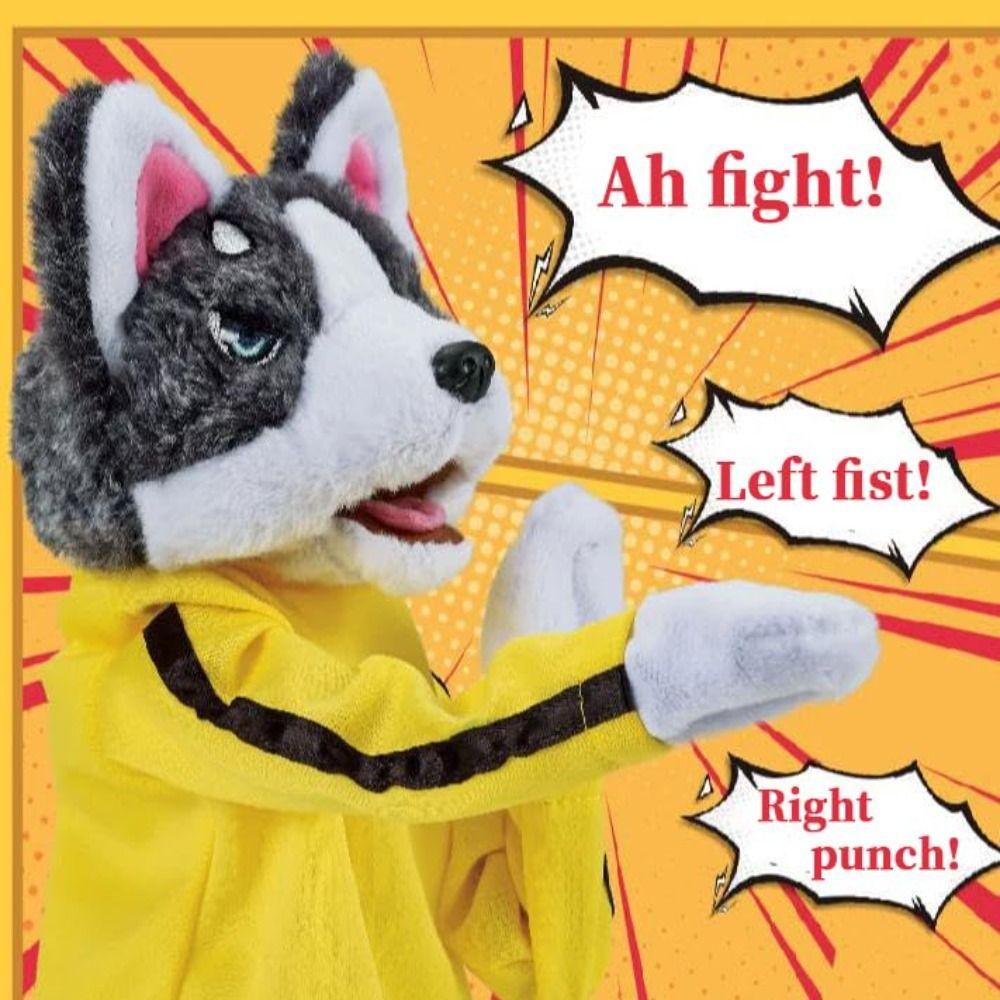 1/2Pcs Plush Boxing Dog Doll with Sound Tricky Doll Funny Husky Vocal Hand Puppet