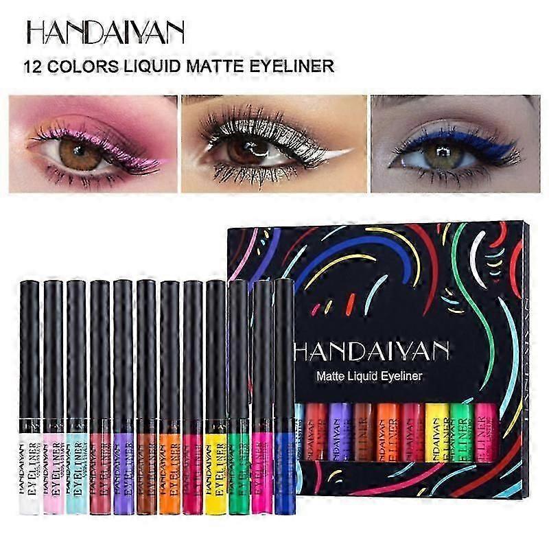 HANDAIYAN 12 Colors/pack Matte Colorful Eyeliner Kit Waterproof Eye Liner