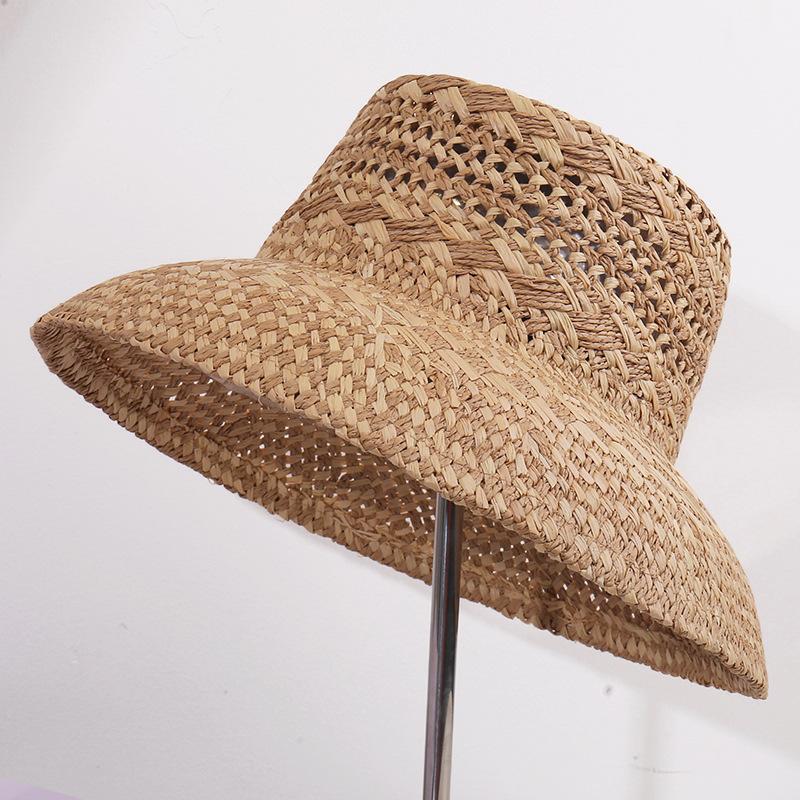 Raffia Handwoven Foldable Sun Hat for Women Outdoor Travel UV Protection Breathable Boho Chic