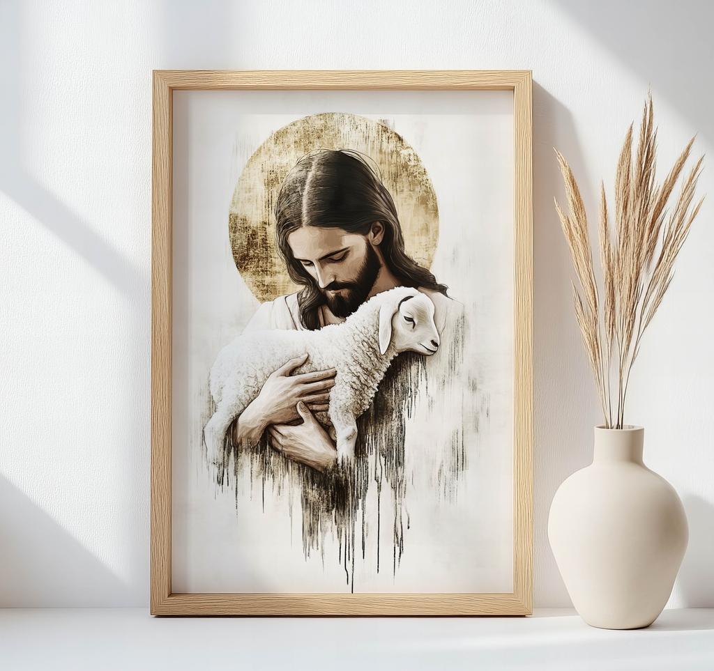 Jezus Z Barankiem Jezus Z Barankiem, 50X70 Cm, Bez Ramy, Papier Matowy 230 Gsm