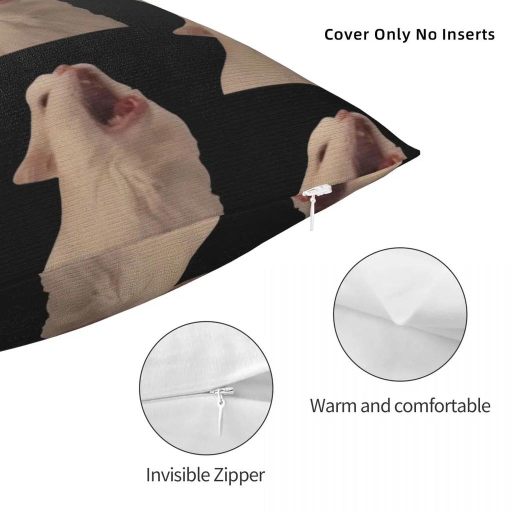 White Cat Screaming Meme Pillow Case Cushion Covers  Zipper Decorative Pillowcase for Sofa