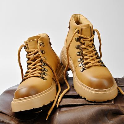 Stivali da Uomo alla Moda in Pelle da Esterno alla Caviglia con Fondo Spesso Stivali Tattici Scarpe da Lavoro Sneakers con Lacci