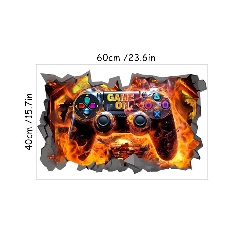 3D Kapotte Muur Gat Kunst Gamer Gamepad Vinyl Muurschildering Stickers Voor Huis Kinderkamer Jongens Slaapkamer Speelzone Decoratie Videogame Poster