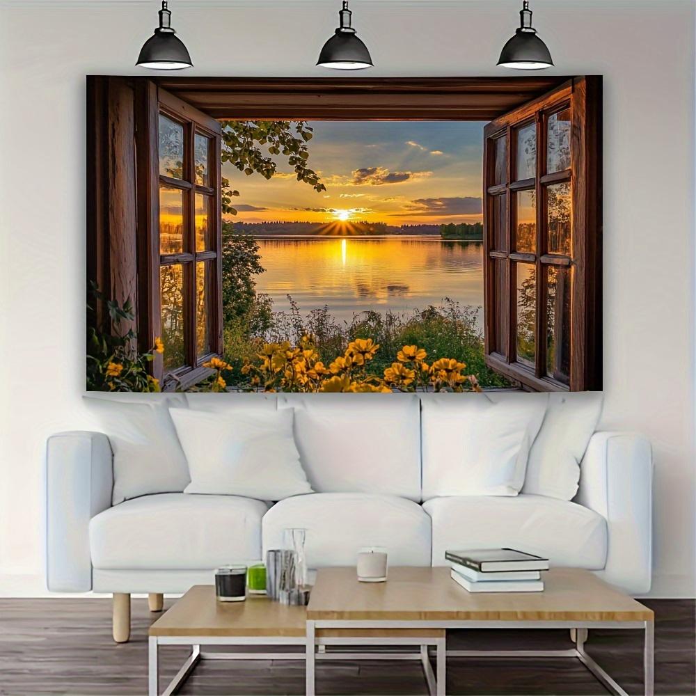 Sunset Window View Tapestry  Serene Wall Hanging for Bedroom and Living Room Decor Ideal Gift for Nature Lovers