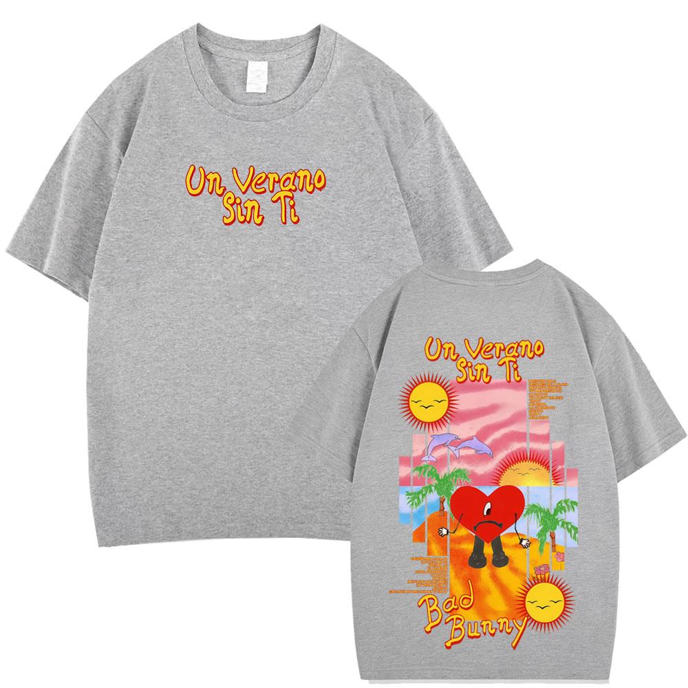 Bad Bunny Un Verano Sin Ti Fashion Printed Tees Men Women Oversized Tshirt Loose Casual Cotton Harajuku Shortsleeved Tshirts