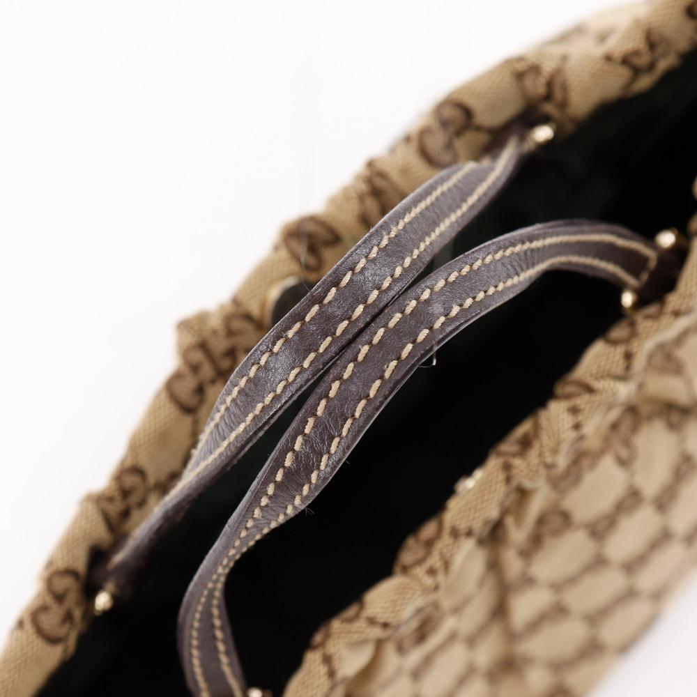 GUCCI Heart Crest Handbag 212994 beige GG canvas Women Used