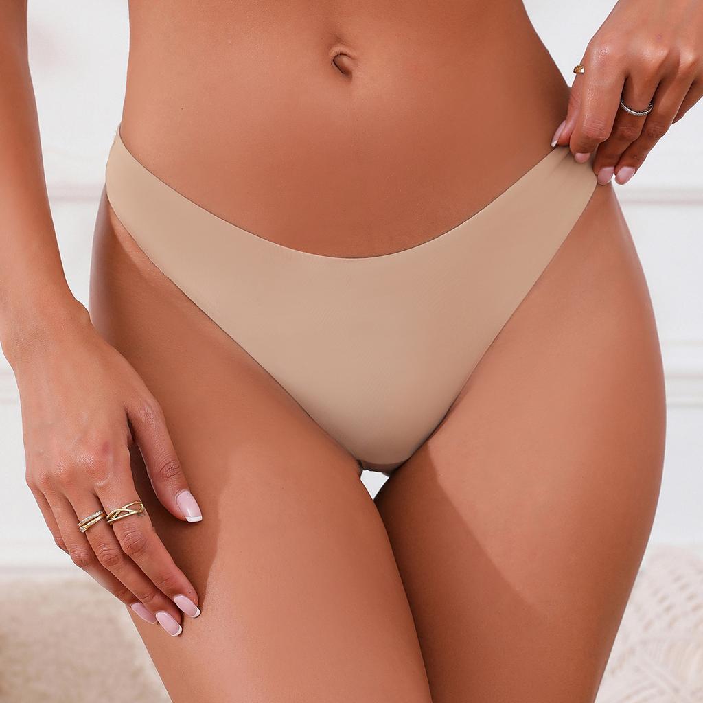 Sexy seamless underwear T-pants Thin glossy breathable large size underwear Pure cotton crotch hip lift low waist underwear