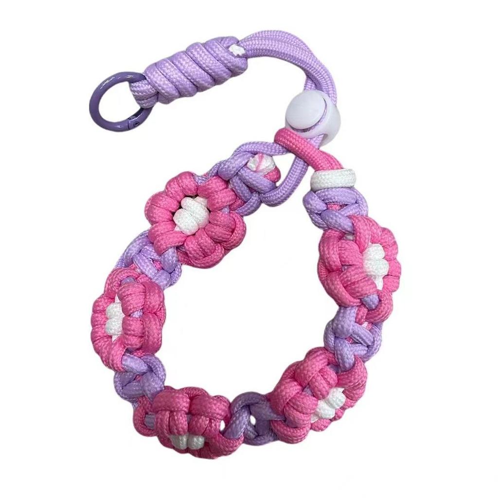 Braided Flower Wrist Strap Phone Lanyard: Short, Portable, Durable Anti-Lost Pendant Fashion Mobile Chain