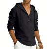 Men's Plus Size Linen Long Sleeve Hoodie, Casual Color Pullover