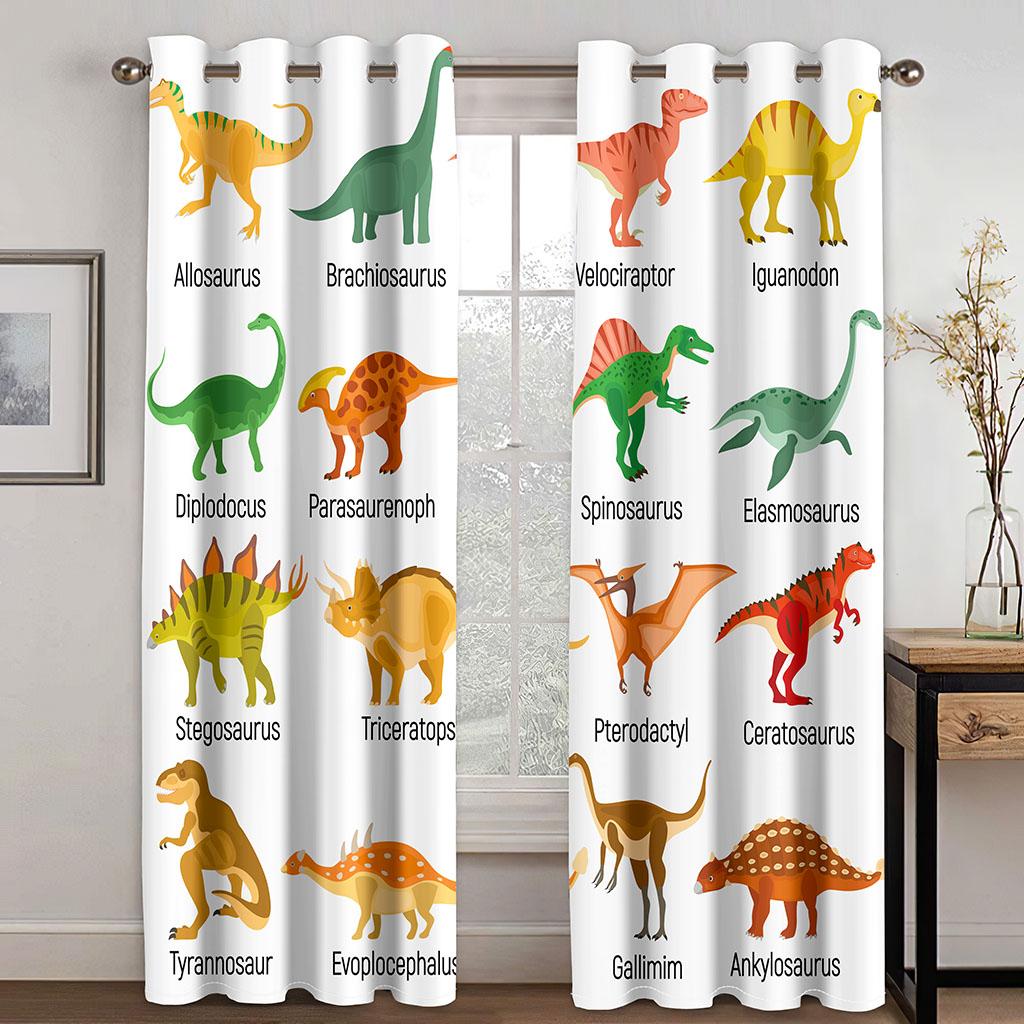 

Мультяшные Смешные Милые Милый Мальчик Динозавр Оконные Шторы Жалюзи Для Гостиной Детской Спальни Ванной Комнаты Кухни Дверь 2 Шт. Домашний Декор W50 X H130(CM)X2&Hook