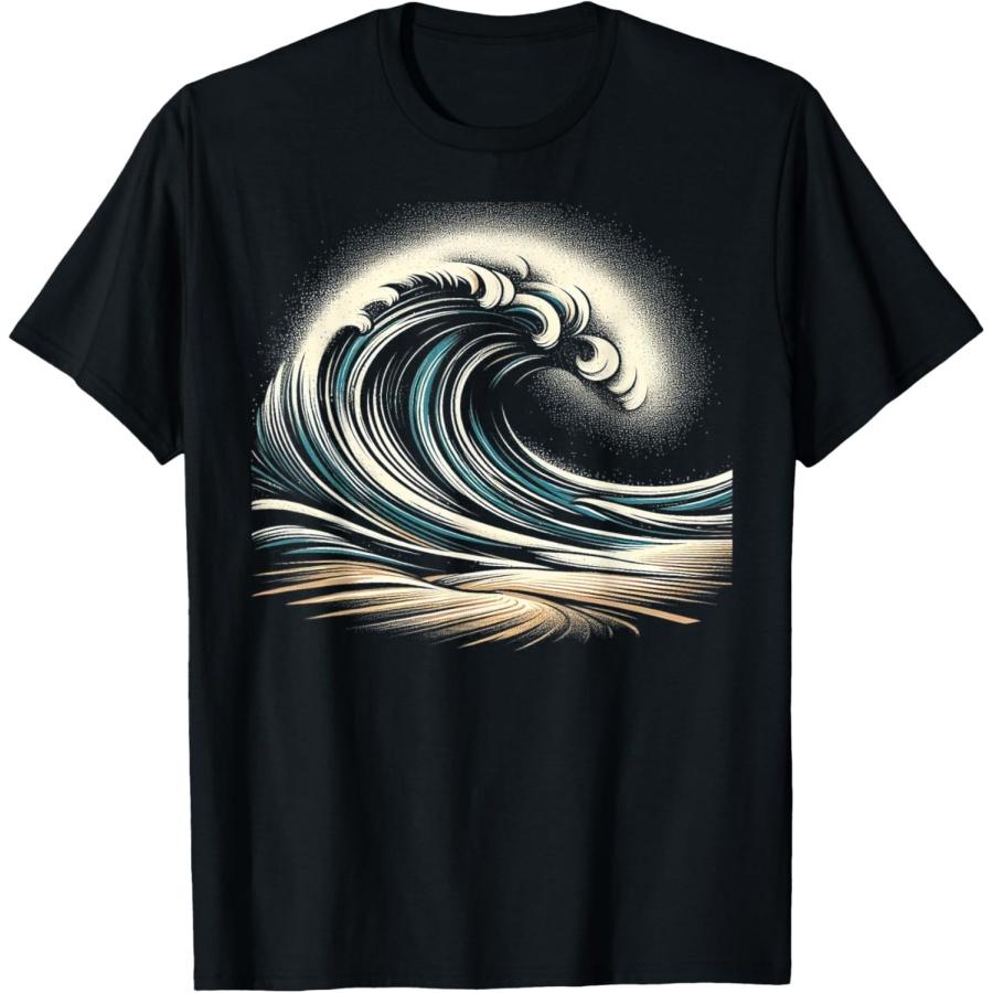 Ocean Wave Stylish Abstract Design T-Shirt S