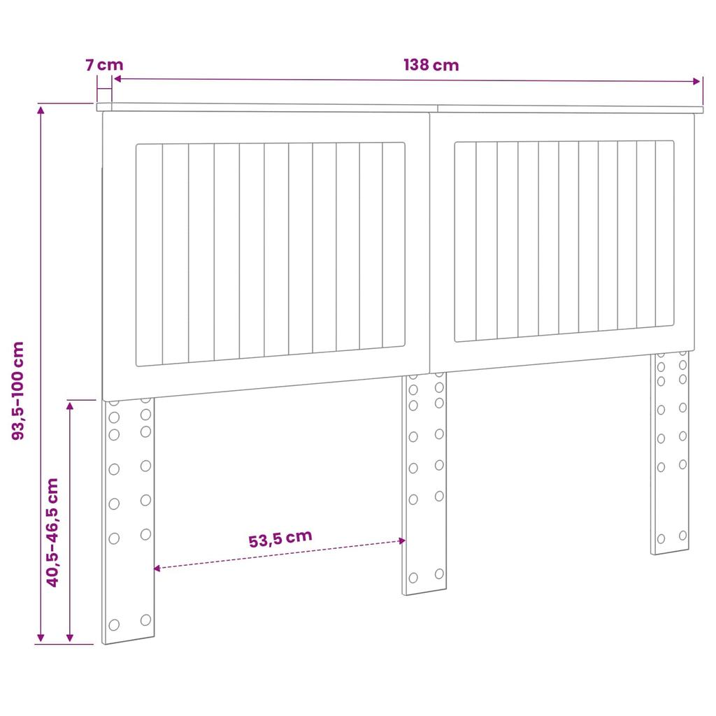 Headboard in Grey Sonoma 135 cm Particleboard