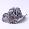 Amerikanischer Western-Cowboyhut Retro Kuhkopf-Dekoration Herbst- und Winterhut Damen großer Schirm Riss-Zylinderhut