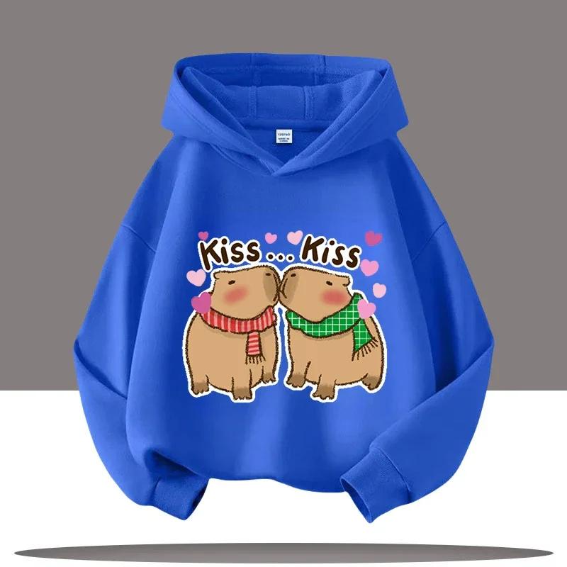 Autumn and Winter Warm Children's Hoodie Capibara Koala Pattern Girls' Hoodie Pullover Comfortable Children's Top