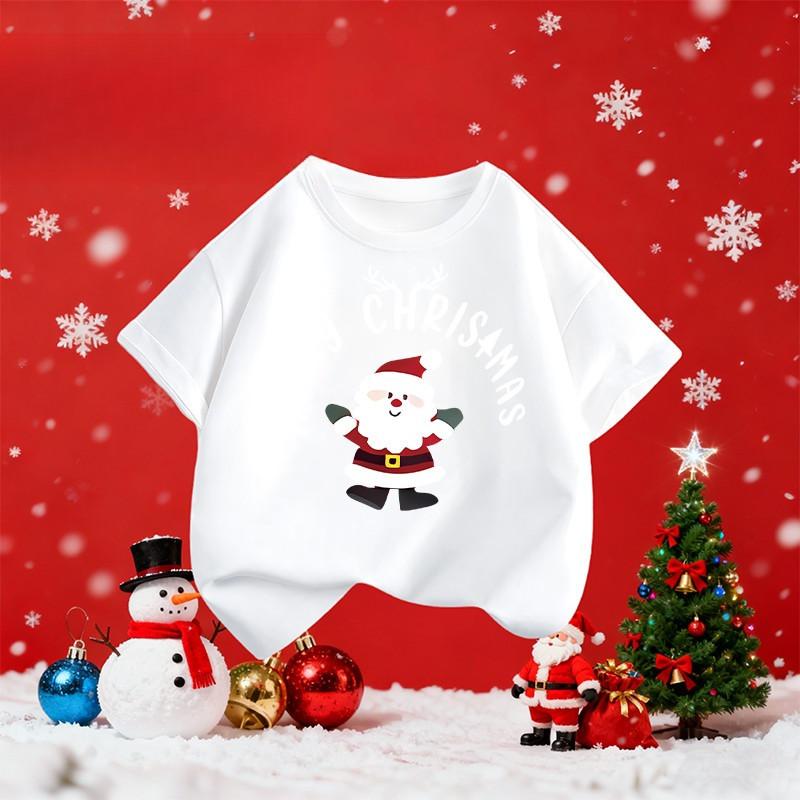 Christmas Red Shirt Round Neck T-shirt Fashionable and Casual Versatile