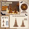 Pacote com 2 Chapéus de Bruxa de Vime com Luzes de Fio para Decoração de Halloween, Uso Interno e Externo