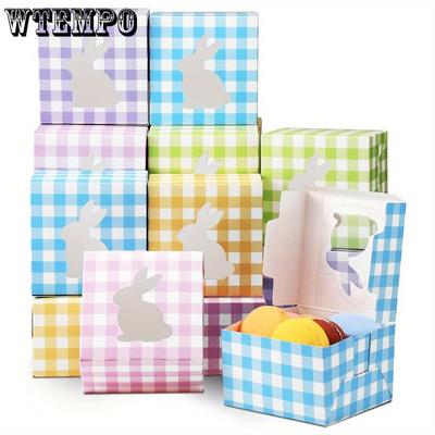 24pcs Treat Boxes 4 Colors Cardboard Gift Box with Rabbit Shape Window Colorful Paper Easter Containers Soap Gift Wrap Box for Parties Weddings