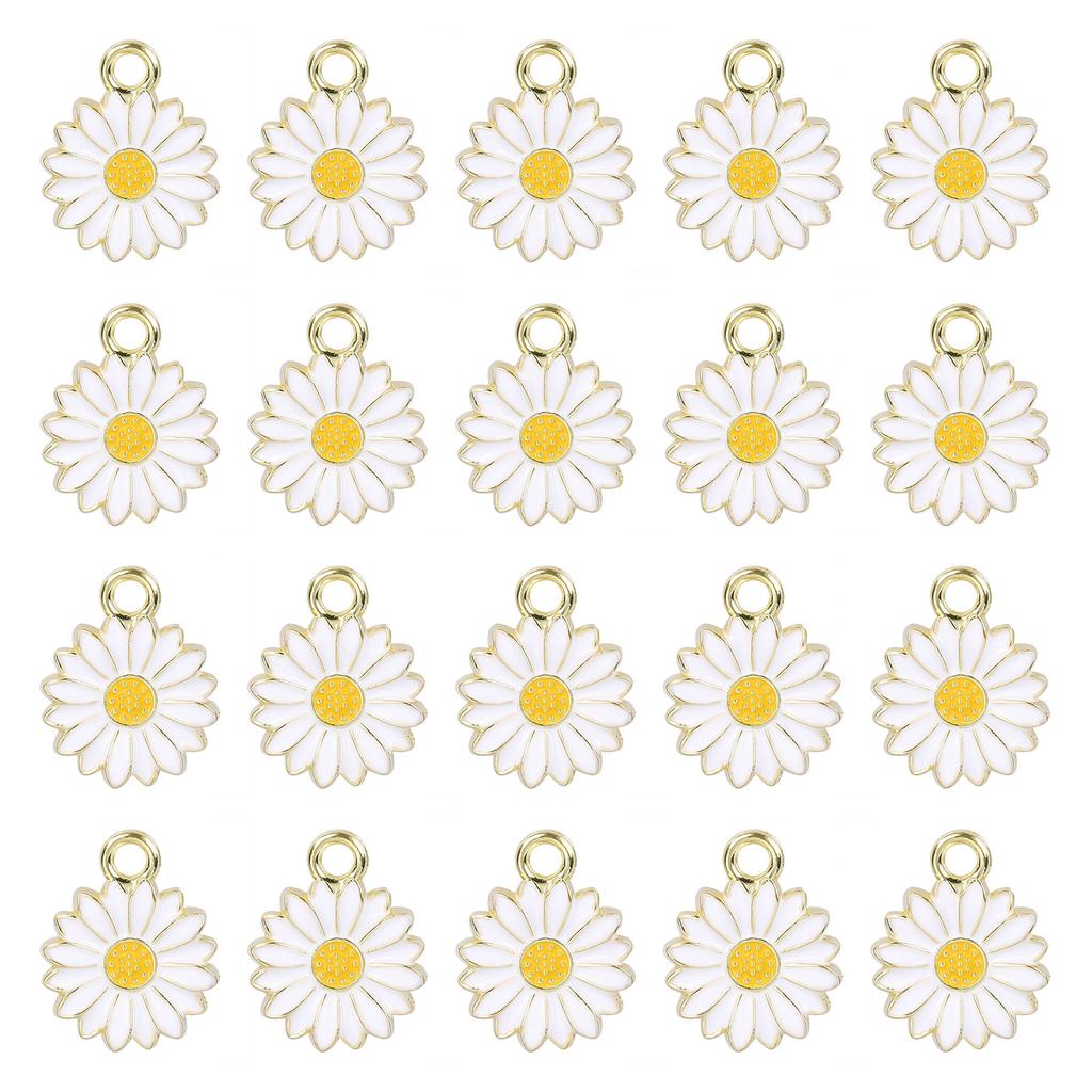 20 Pcs Little Daisy Pendant Metal Flower Pendant Charm Fashion Jewelry DIY Accessories for DIY Necklace Bracelet Earring