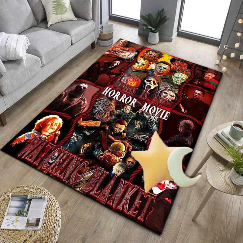 Horror Movie Characters Collage Office Rug Chair Mat, Game Carpet, Suitable for Front Door, Bedroom, Living Room, Desk, Holiday Gift