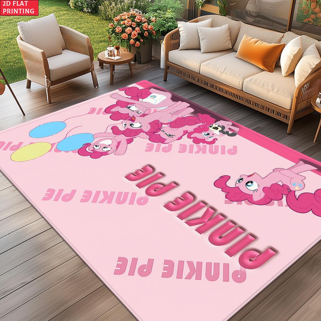 Cute Pink Cartoon Pony Area Rug, Balloon Theme Non-slip Floor Mat, Decorative Carpet for Kids Girls Bedroom, Washable Home Gift