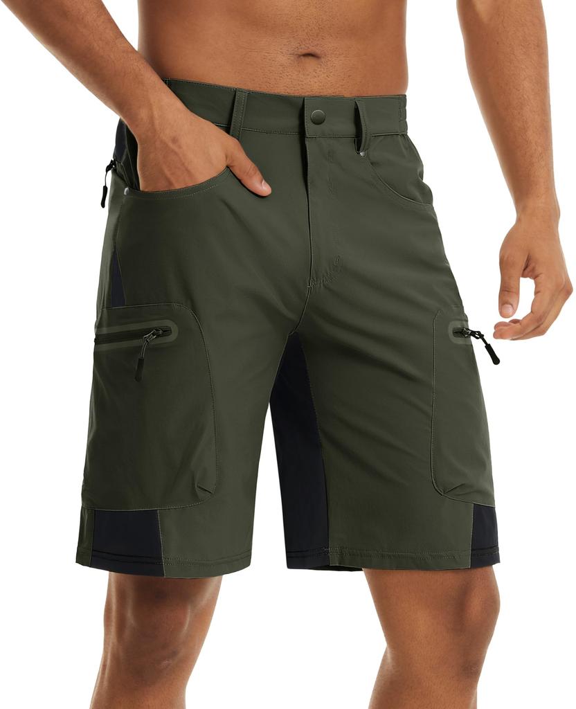 Men's Climbing Shorts, Summer Combat Pants, Water-Resistant Pockets, Fishing Pants, Quick-Drying, Amphibious, Army Green, Size 2XL