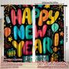 2 Pcs Happy New Year Print Curtains,suitable for Bedroom,living Room Kitchen Decoration,home Decoration,window Curtain