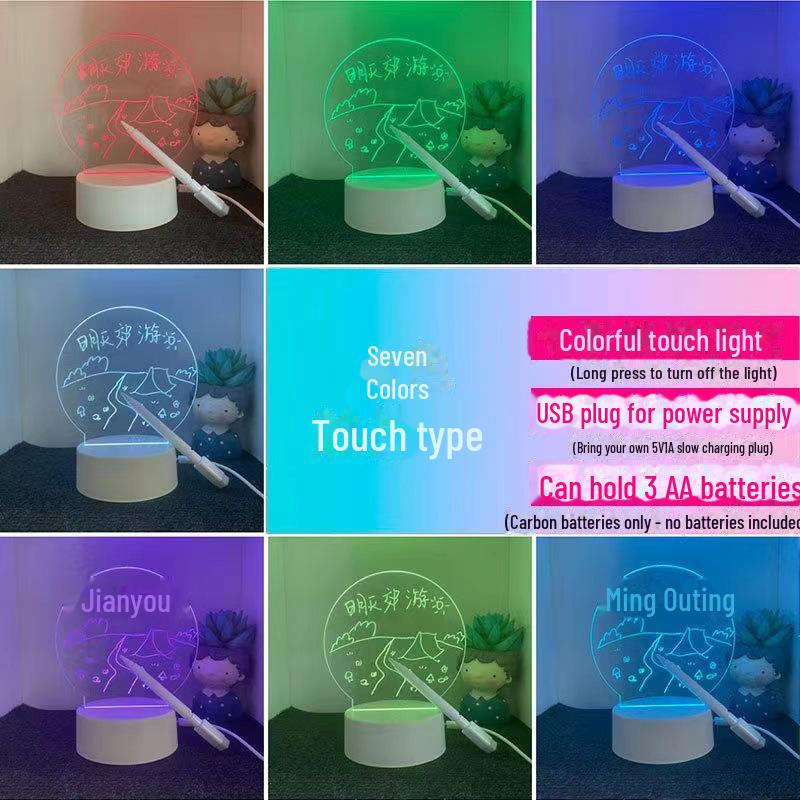 3D Night Light Message Board: Creative USB Bedside Lamp with Handwriting Tablet