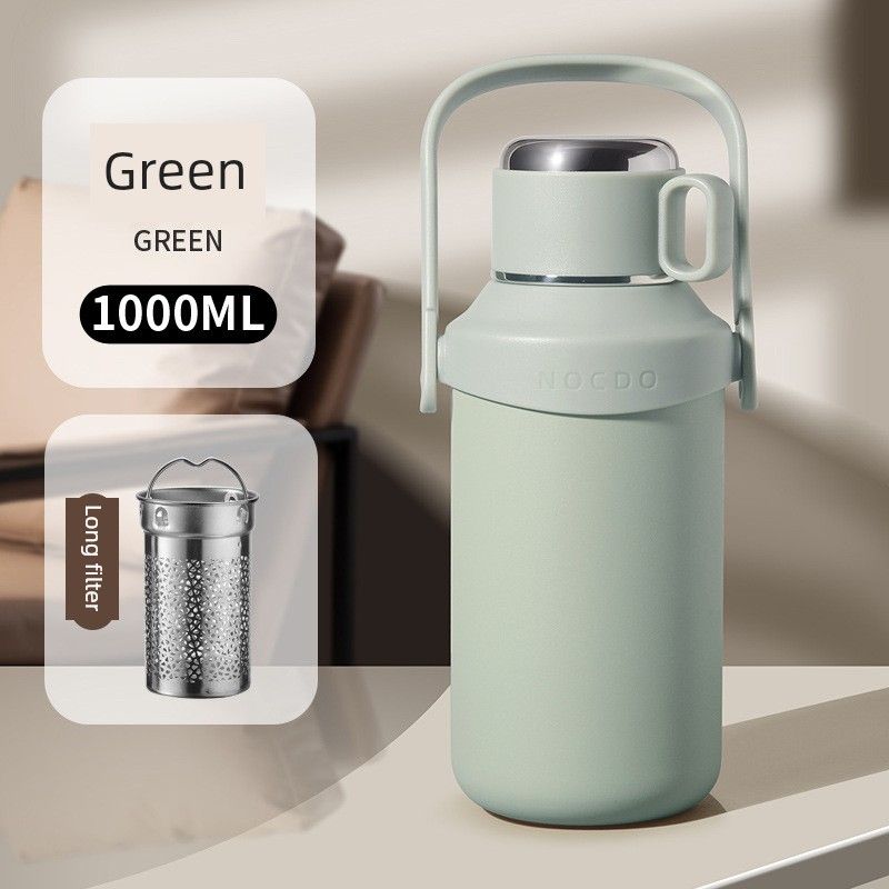 

New Stainless Steel Large-Capacity Thermos Bottle, Outdoor Portable Insulated Cup, Car Cup, Sports Water Bottle, Large Capacity for Keeping Warm 1000ml - Tea Infuser Bottle - Spring Green