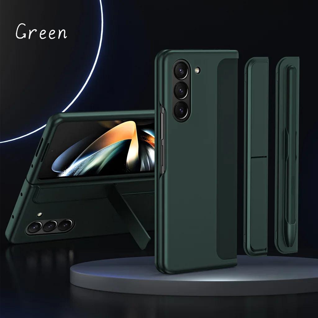 

Invisible Stand Shockproof Phone Case For Samsung Galaxy Z Fold 7 ZFold 6 5 Fold 4 3 Full Cover 2-in-1 Protective Cover+Pen Slot Fold3 зелёный