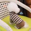 Pet Striped Patchwork Four Legged Pants Autumn and Winter Jumpsuit Base Shirt Dog Clothing Clothing Teddy Home Warm Sleepwear