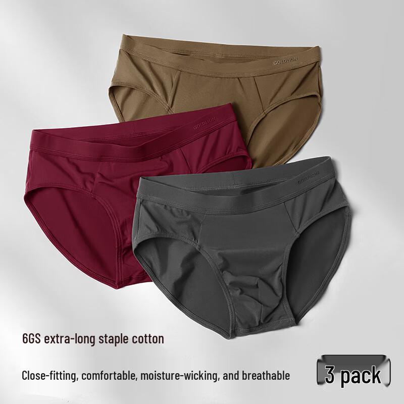 Goldlion Men's 7A Antibacterial Pure Cotton Briefs 3-Pack