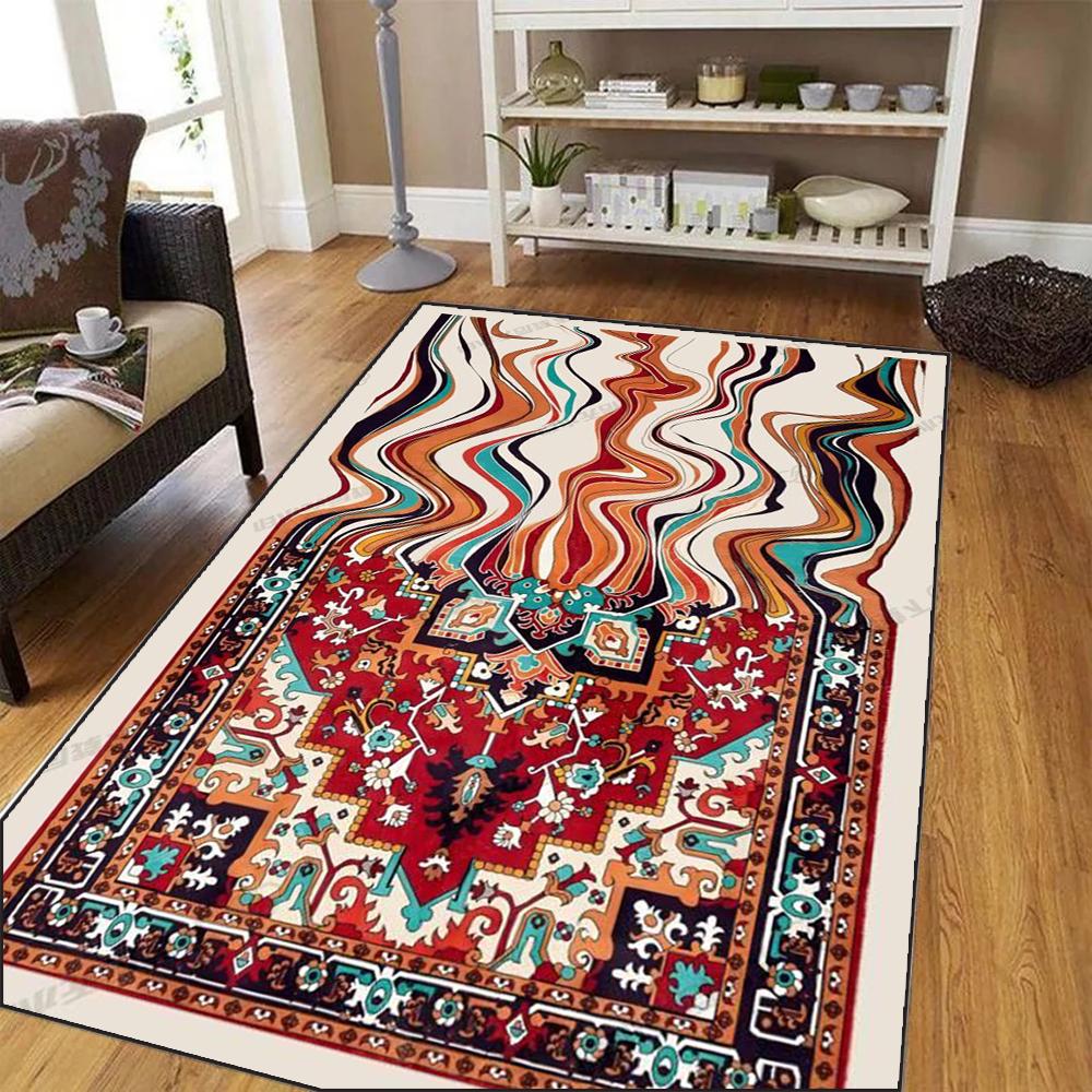 Bohemia Moroccan Large Area Rug Living Room Entryway Bathroom Laundry Bedroom Carpet Non-Slip Stain Resistant Unique Mat Decor