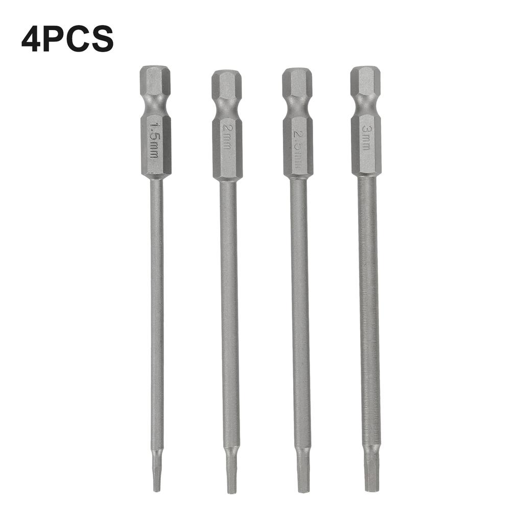 4Pcs/set Hex Screwdriver Bits 1/4" Hex Shank Magnetic Head Screw Driver Drill Bit 1.5/2.0/2.5/3.0mm Alloy Steel