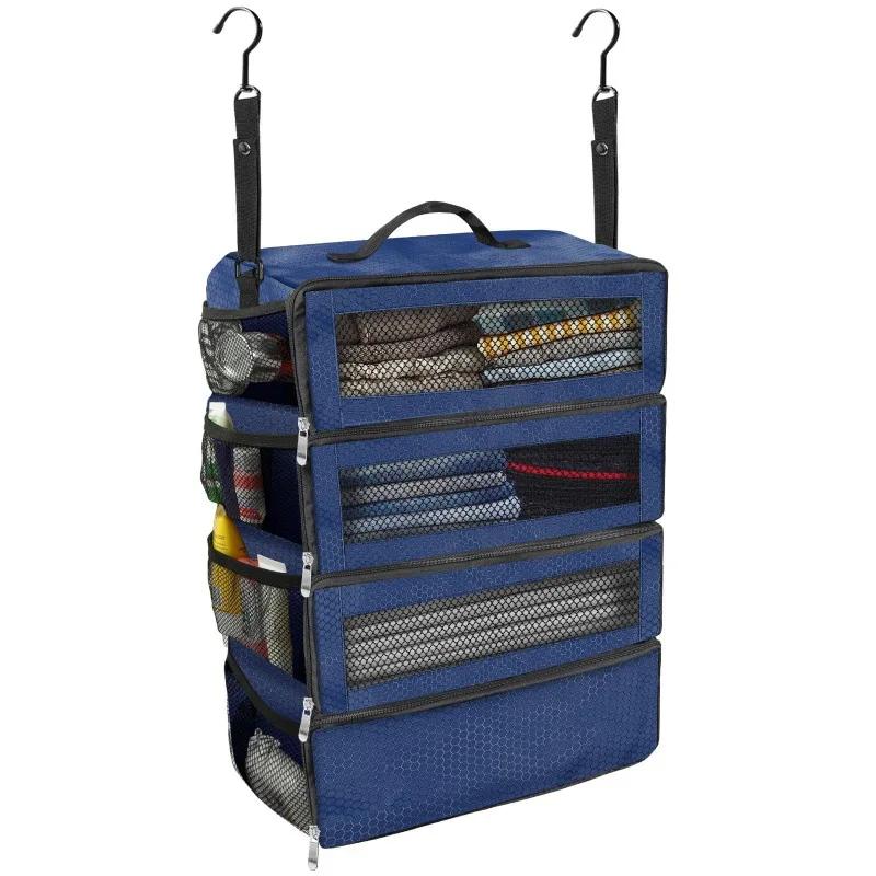 High-capacity Suitcase Organizer Travel Luggage Organizer Hanging Shelve Packing Cube Closet Collapsible Hanging Storage Bags