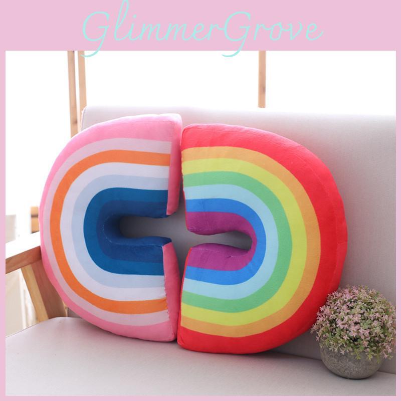 Lovely Rainbow Shaped Pillow Plush Dolls Soft Stuffed Toy Back Cushion Gift Xmas