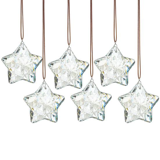 Yousheng 1/6Pcs Faux Crystal Star Suncatcher Decoration Indoor Outdoor Garden Window Wall Hanging Rainbow Maker Clear Five-pointed Star Ornament