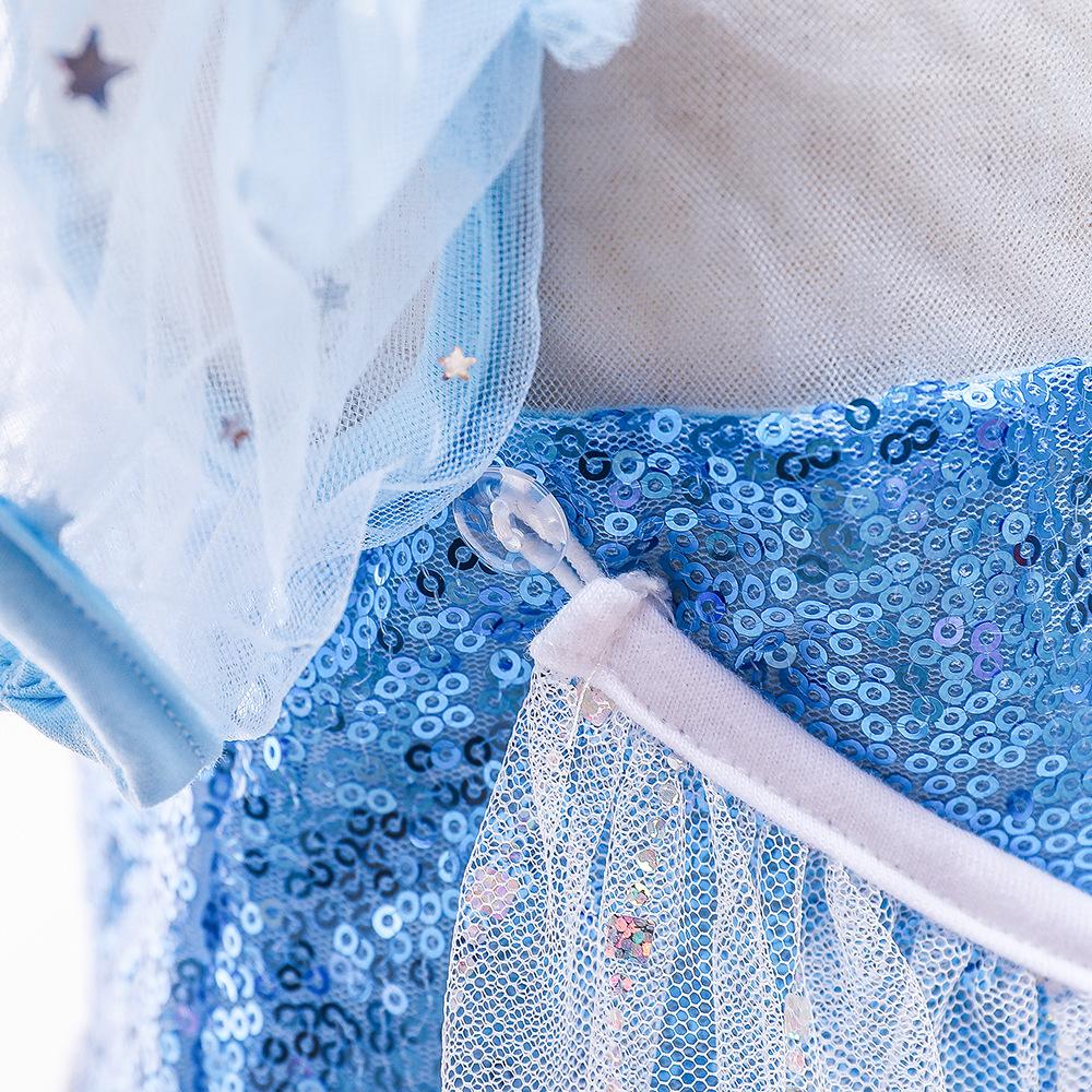 Prinzessin Kleid Mädchen Party Cosplay Blau Pailletten Kostüm Kleid Mädchen Mantel Mesh Kleider Weihnachten Party Cosplay Kostüm Kleider