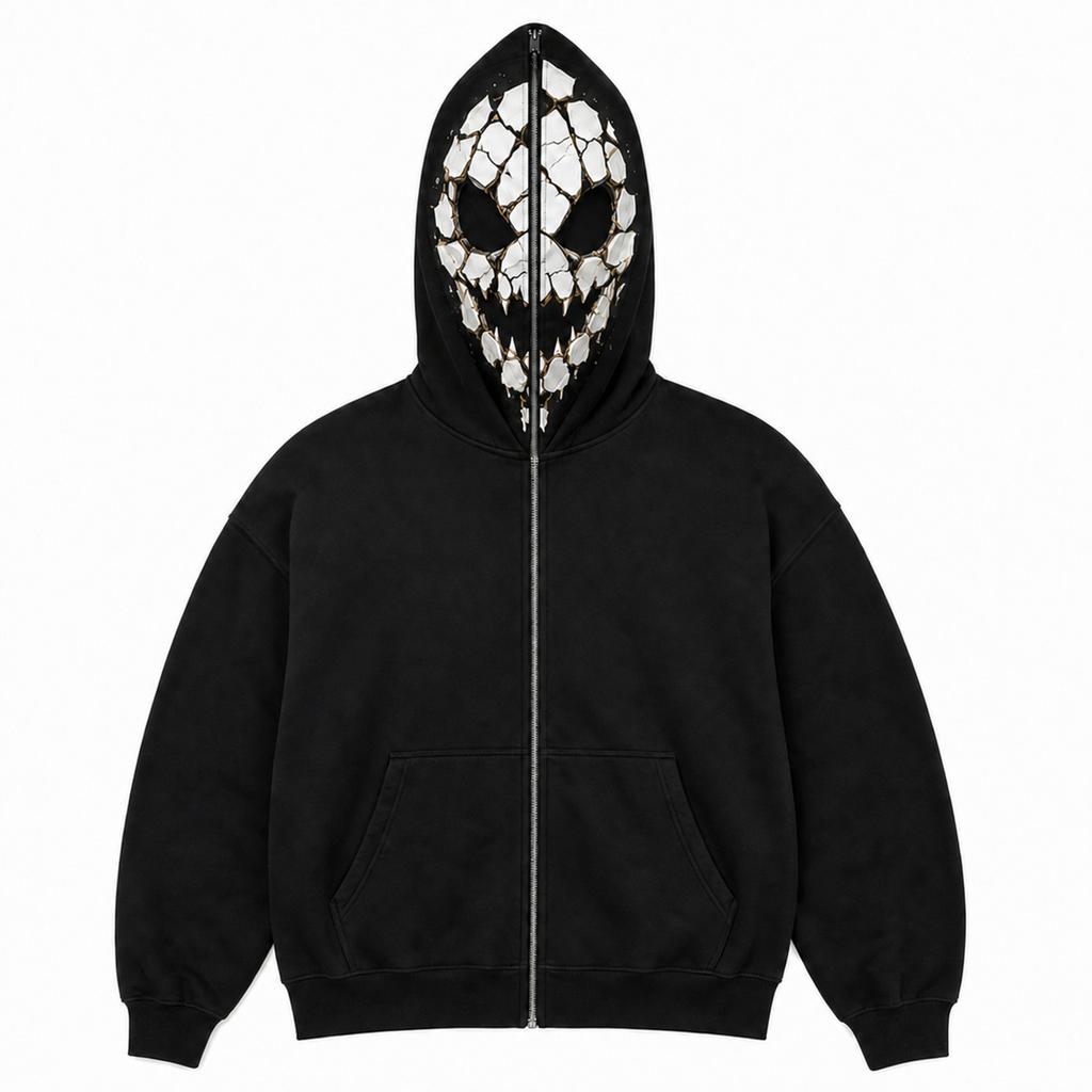 Halloween Cosplay Face Printed Long Sleeve Hoodie Men's and Women's Fashionable Casual Sports Top