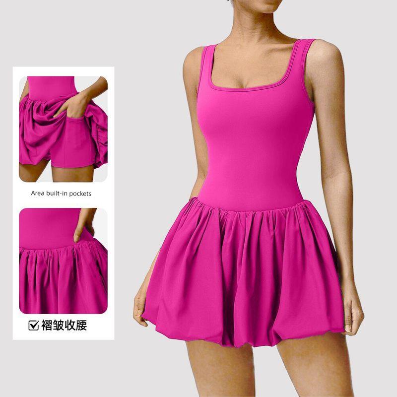 Cross-Border Nude Feel Bare Back Beauty Back Exercise Dress Women's Quick-Drying Fashion Tape Yoga Skirt Outdoor Fitness Tennis Skirt