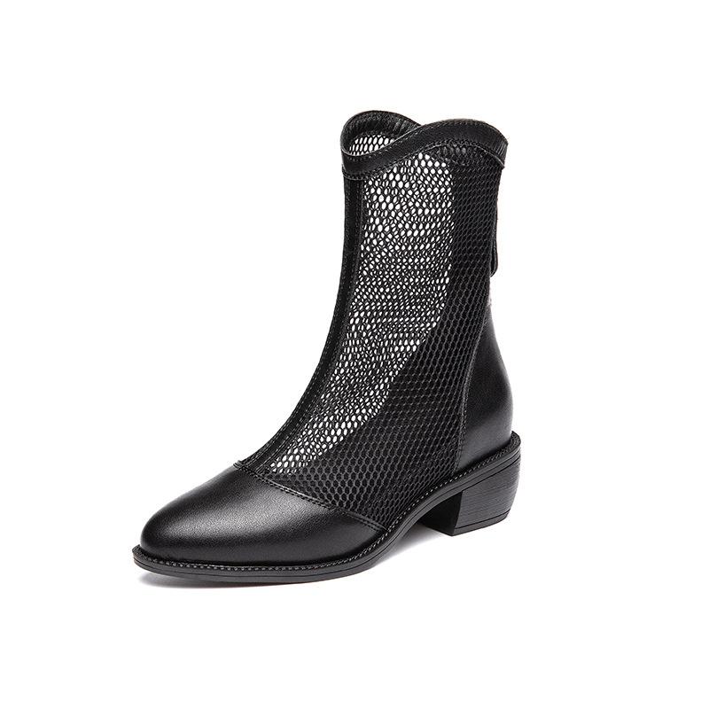 Inner Height Martin Boots for Summer, Thin Design for Petite Women, White Spring and Autumn Hollow Breathable Mesh, Summer Short Boots