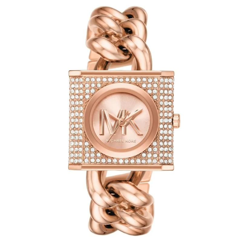 Michael Kors MK Kettenschloss Drei-Zeiger Roségoldfarbige Edelstahluhr 25 rose gold