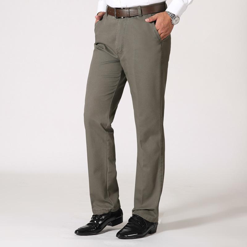 Pantaloni da uomo in cotone business casual da uomo primavera e autunno, pantaloni lunghi da lavoro dritti larghi di mezza età