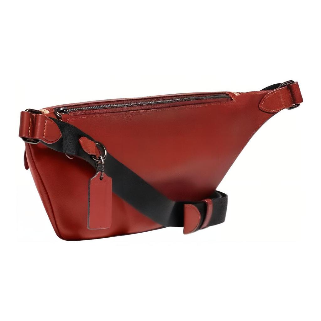 Coach League 41 Classic Cartoon Dinosaur Print Zipper Closure Leather Shoulder Crossbody Chest Waist Bag Large Men Bags Brown-Yellow Rust CF078-NU3