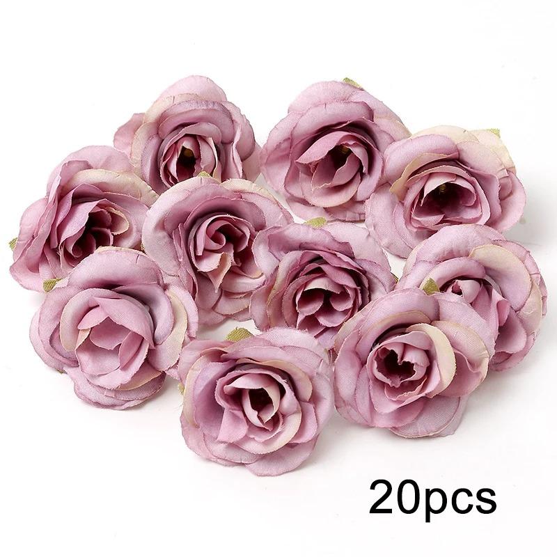 Purple Artificial Flowers Heads Silk Fake Flowers For Home Decor Party Wedding Decoration DIY Valentine's Day Gifts Accessories