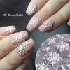 Art Decorations Charms Flower New Year Design White Nail Sticker Christmas Snowflakes 5D Embossed