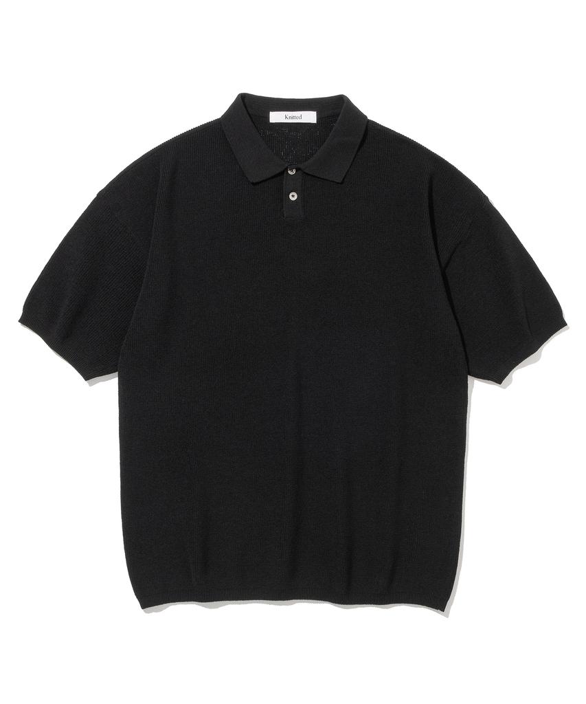 KNITTED Coolever Pk Short Sleeve Knit Tee Black