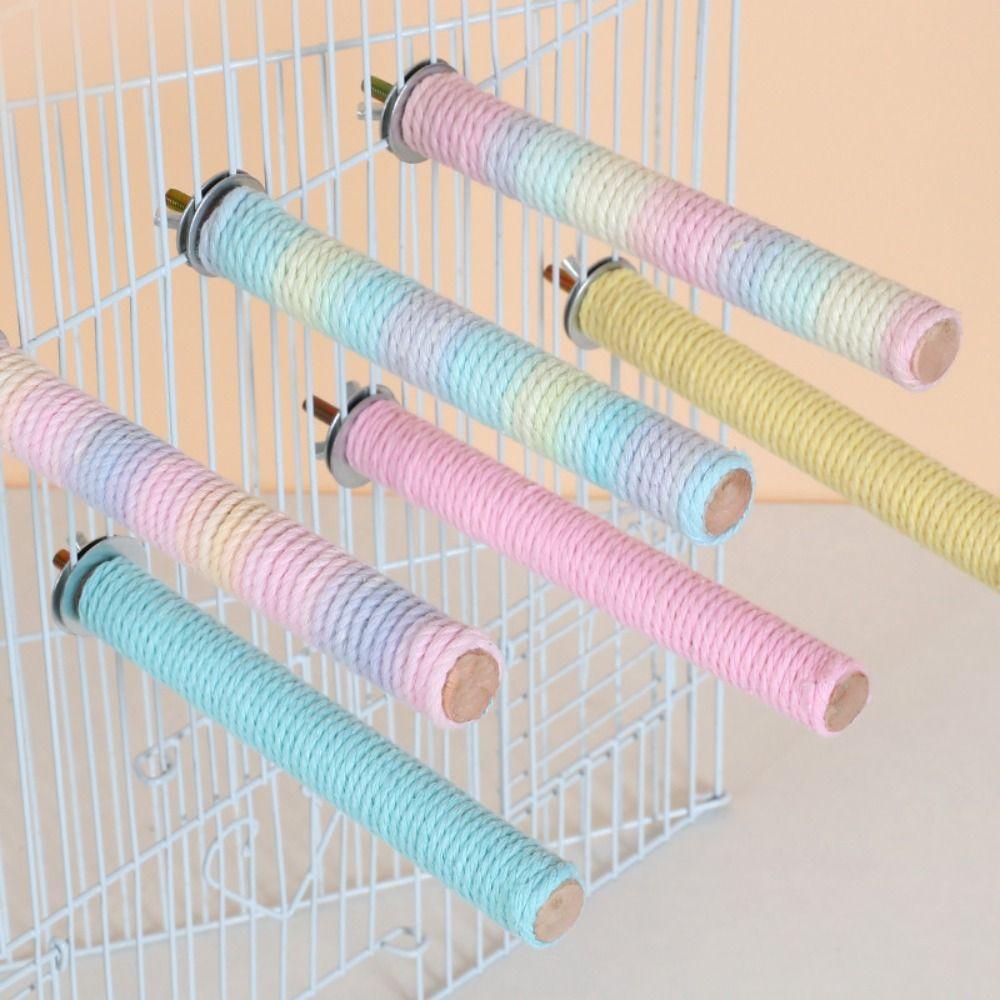 Comfortable Grip Parrot Standing Perch Cotton Rope Screw Fixation Bird Teeth Chew Pole Non-slip Wear-resistant