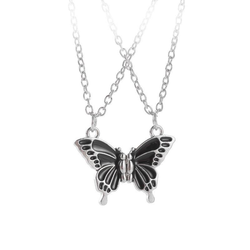 Cross-border New Best Friend Colorful Butterfly Match Friendship Magnetic Necklace Sweater Chain