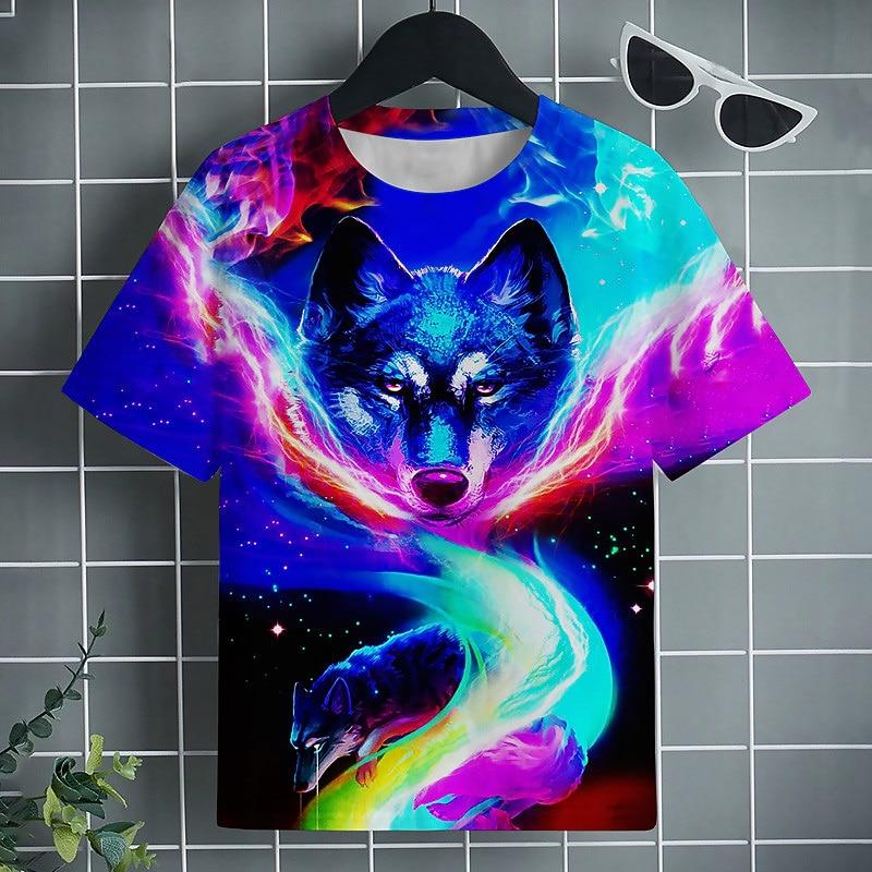 3D Pattern Animal Print Children's T-shirt Short Sleeved Summer Sports Fashion Street Casual Top
